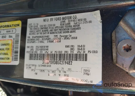 2016 Ford Fusion Se z USA, uszkodzony, nr VIN 3FA6P0HD8GR319482